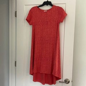 Orange with pink zig zags, XXS Lularoe Carly dress. Smoke and pet free home.